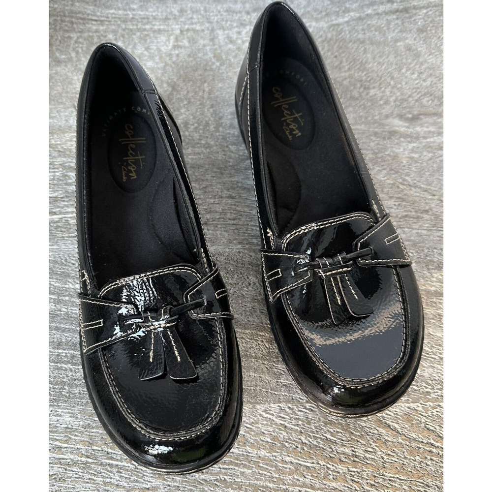 CLARKS Ashland Bubble Black Patent SZ 6.5M Shoes NWOB